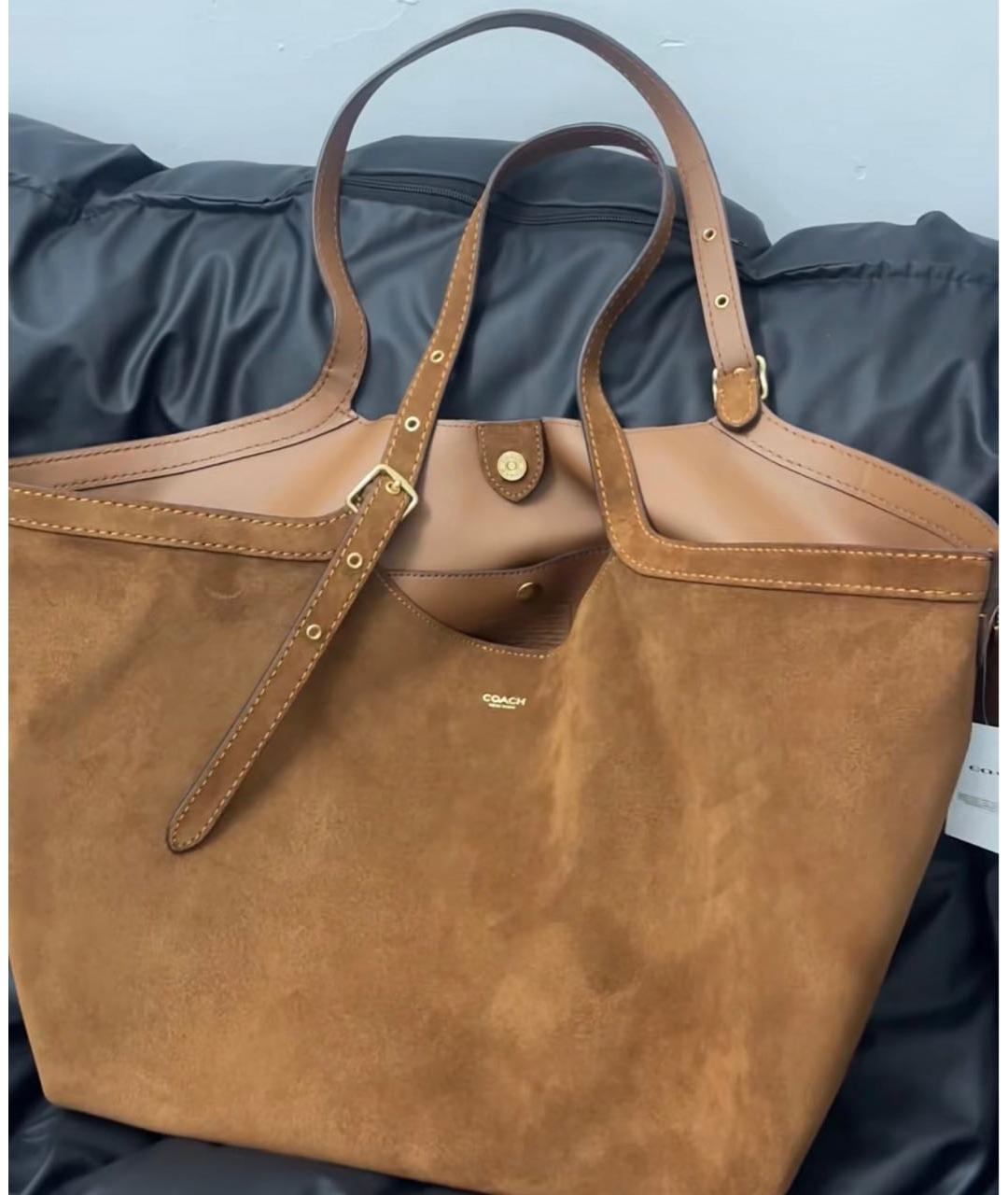 COACH Коричневая замшевая сумка тоут, фото 7