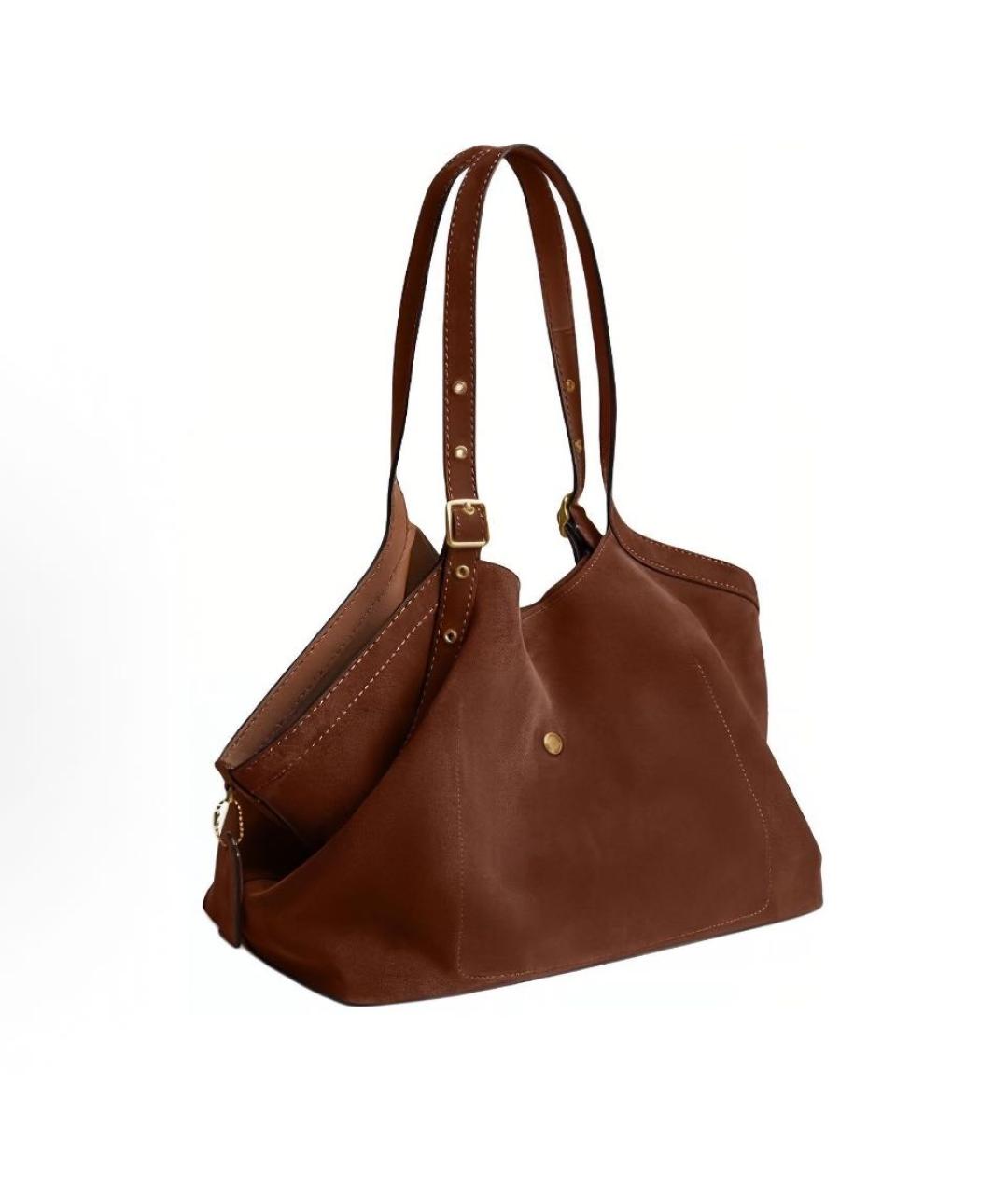 COACH Коричневая замшевая сумка тоут, фото 2