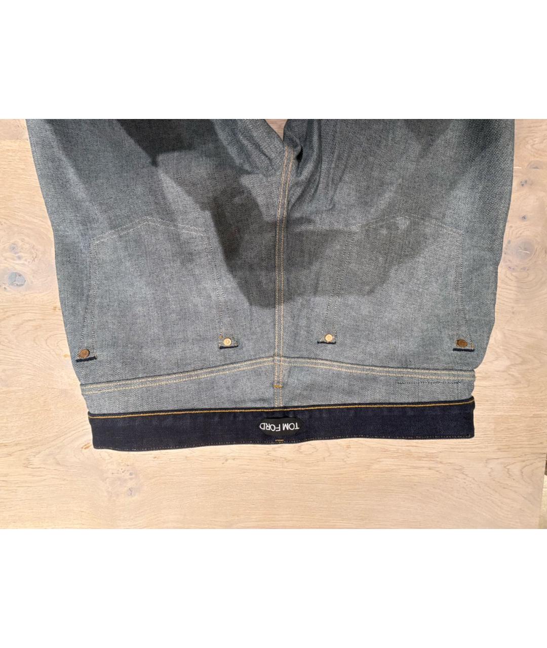 TOM FORD Темно-синие хлопко-эластановые прямые джинсы, фото 3