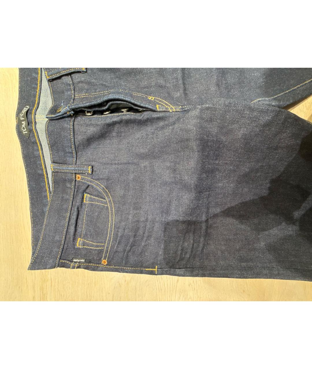 TOM FORD Темно-синие хлопко-эластановые прямые джинсы, фото 4