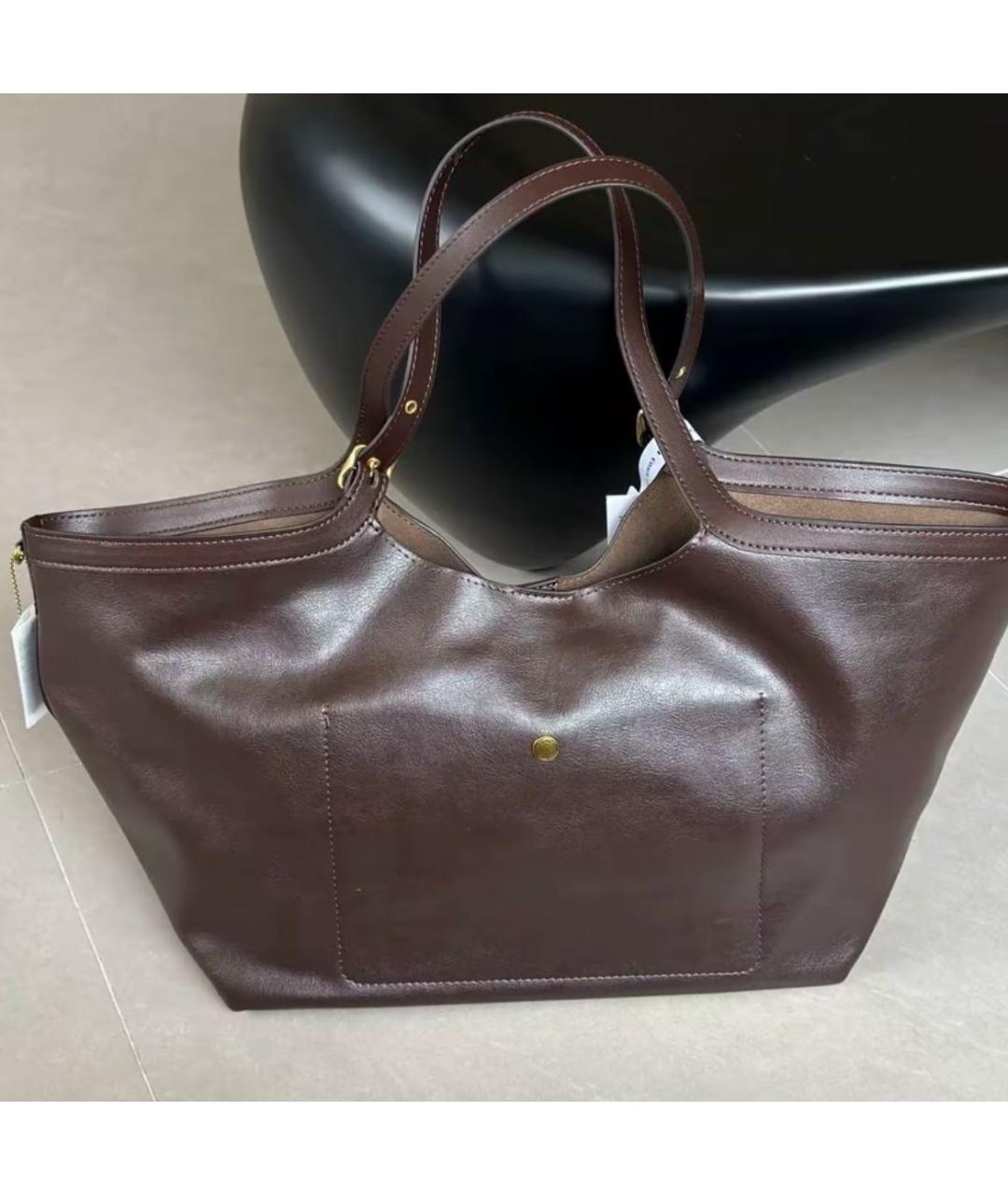 COACH Бордовая кожаная сумка тоут, фото 6