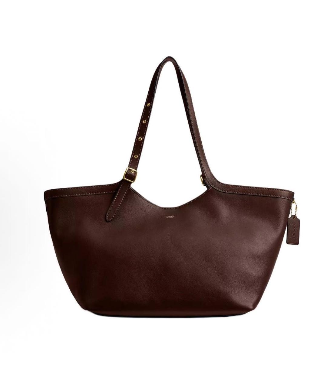 COACH Бордовая кожаная сумка тоут, фото 1