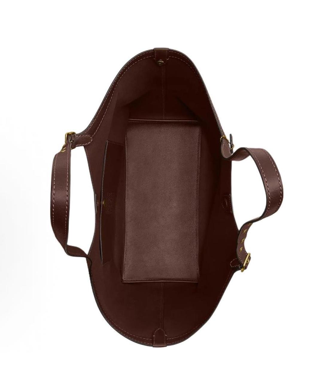 COACH Бордовая кожаная сумка тоут, фото 3