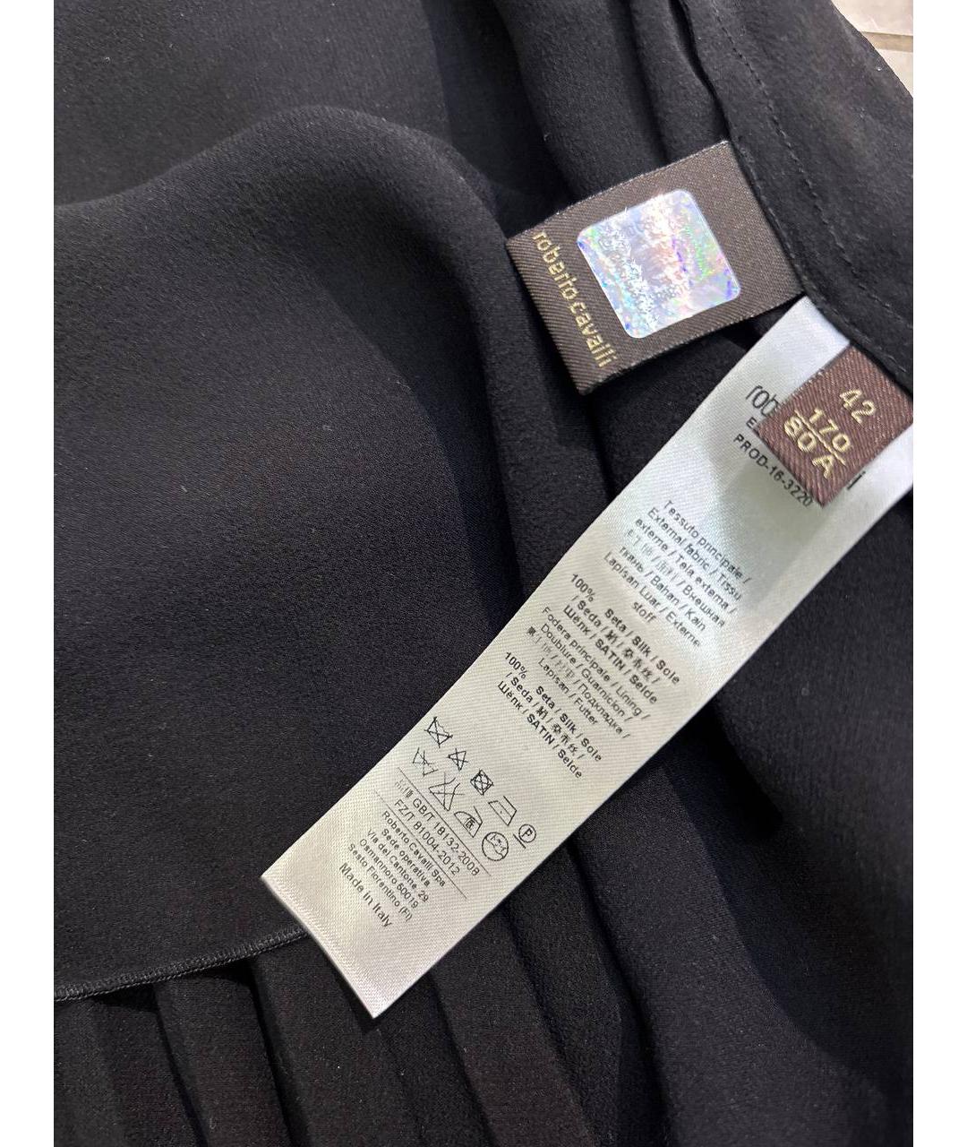 ROBERTO CAVALLI Черная шелковая юбка миди, фото 5