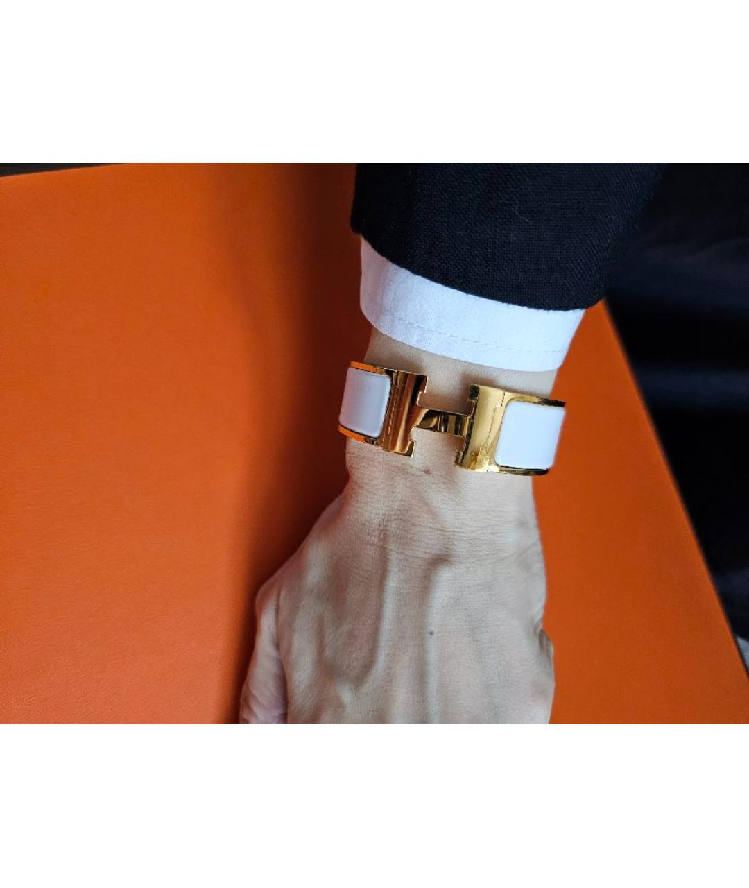 HERMES Белый металлический браслет, фото 4