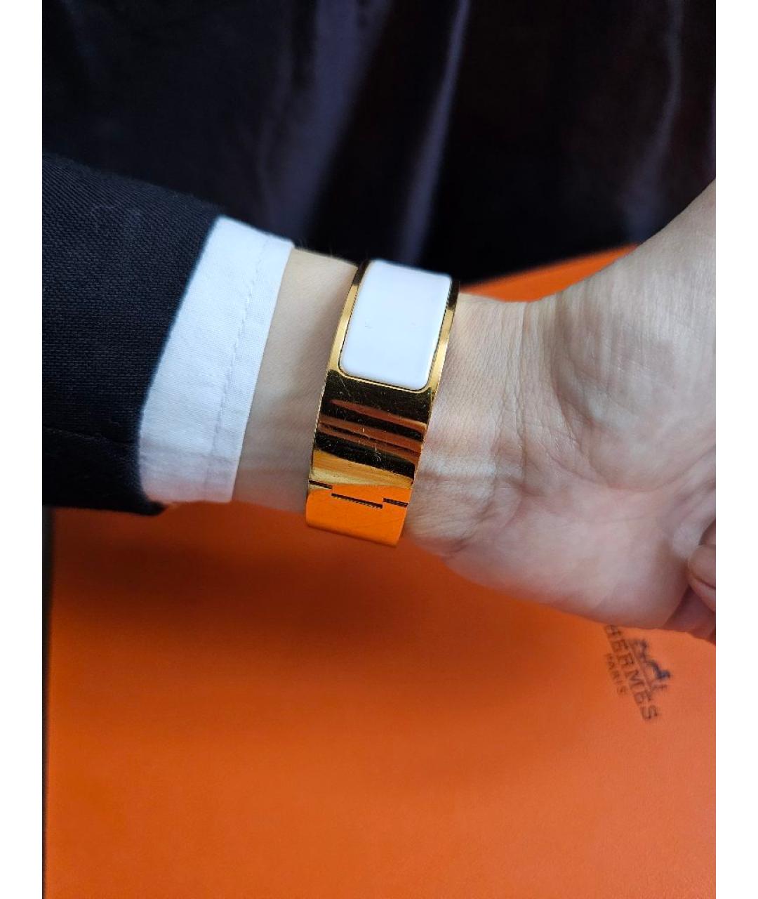 HERMES Белый металлический браслет, фото 5