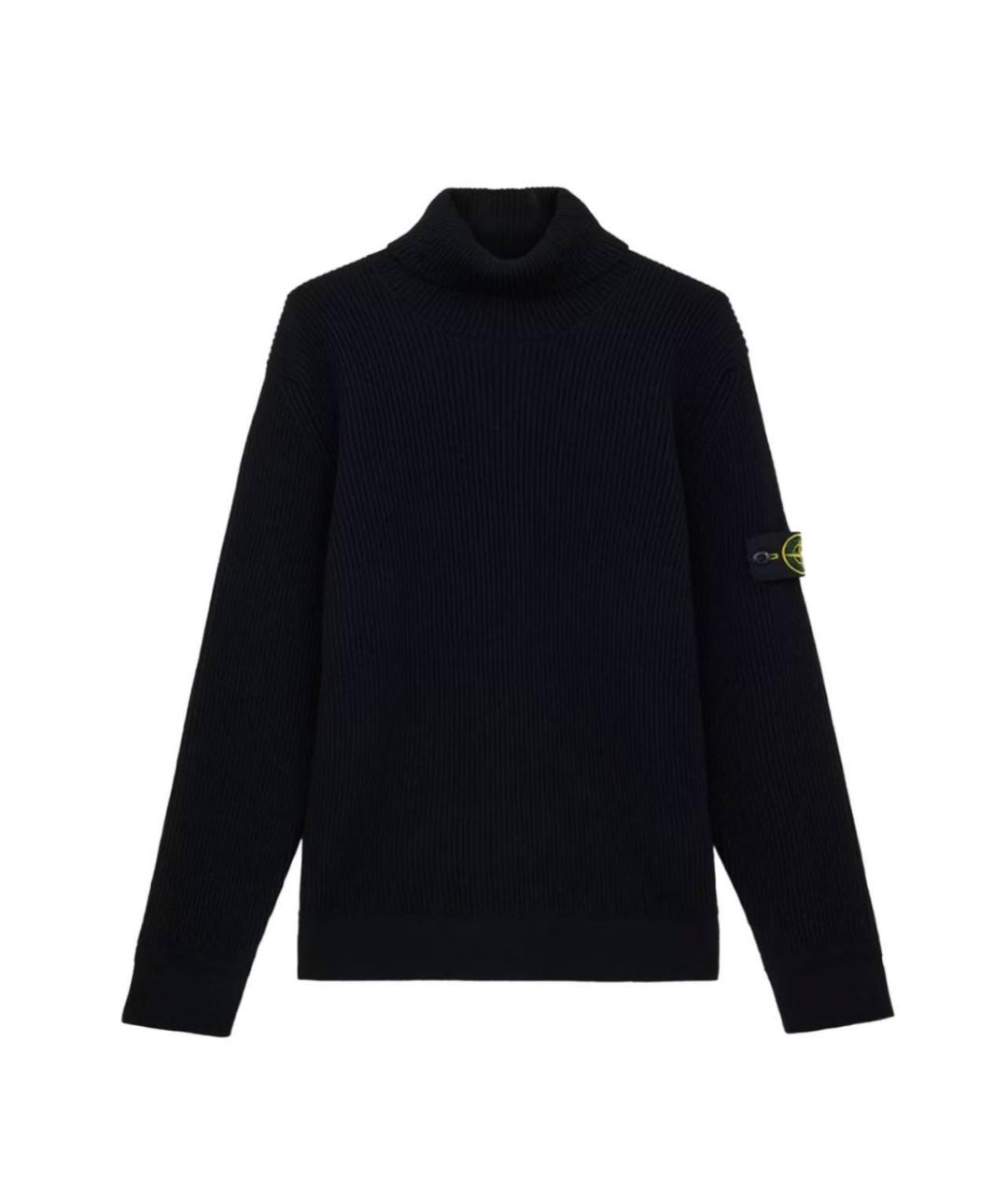 STONE ISLAND Черная шерстяная водолазка, фото 6