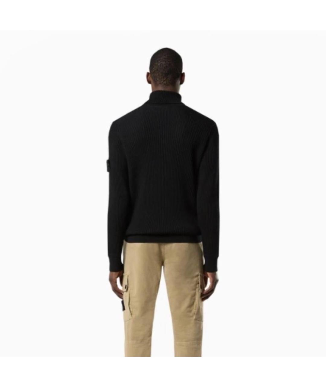 STONE ISLAND Черная шерстяная водолазка, фото 5