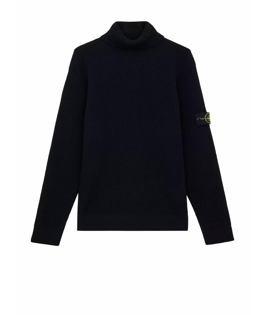 STONE ISLAND Черная шерстяная водолазка, фото 1