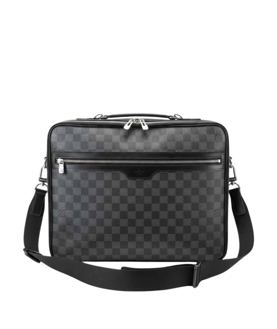 LOUIS VUITTON Антрацитовый кожаный портфель, фото 1