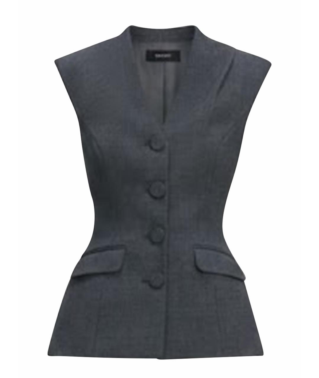 SELF-PORTRAIT Серое шерстяное коктейльное платье, фото 5