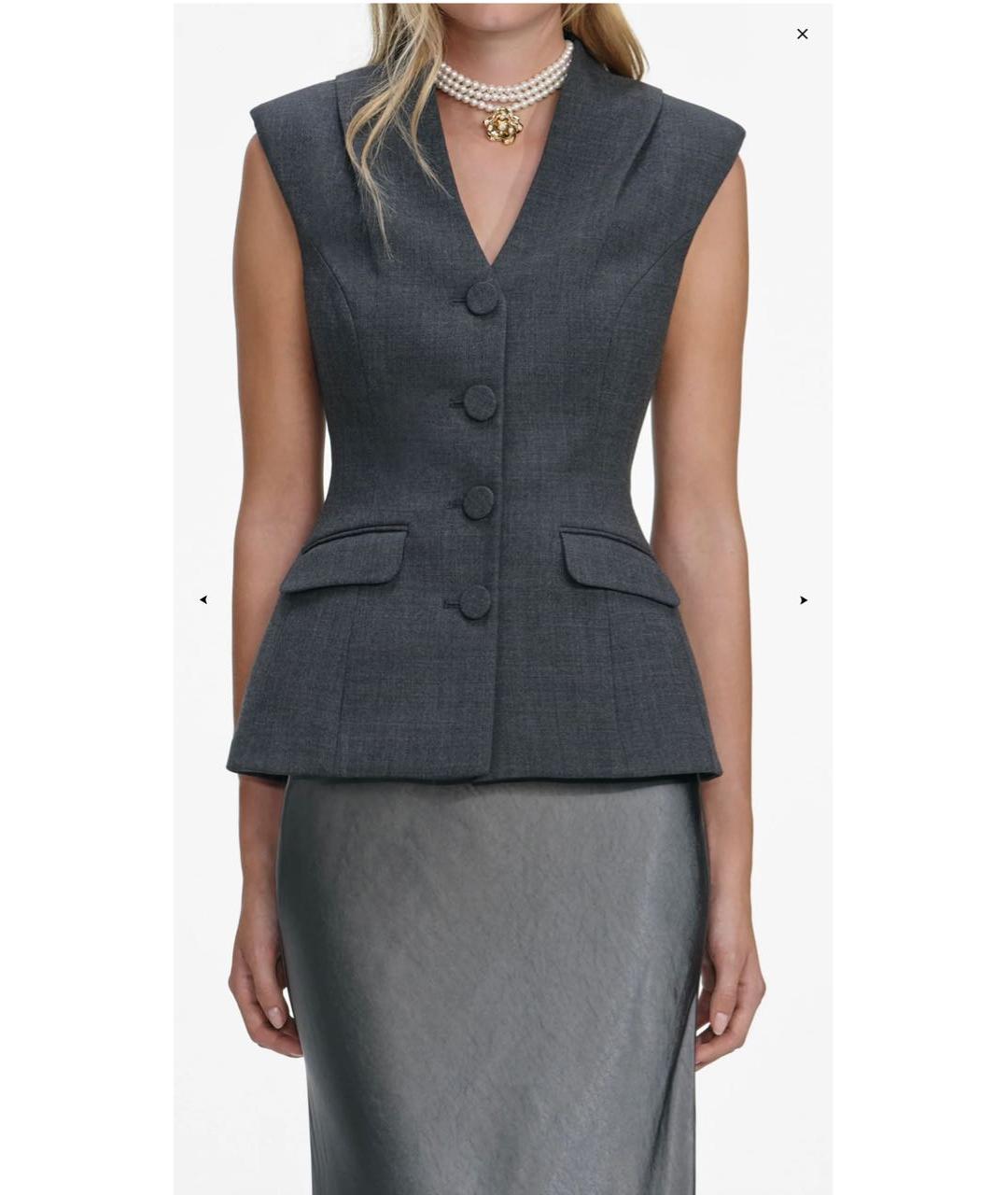 SELF-PORTRAIT Серое шерстяное коктейльное платье, фото 3