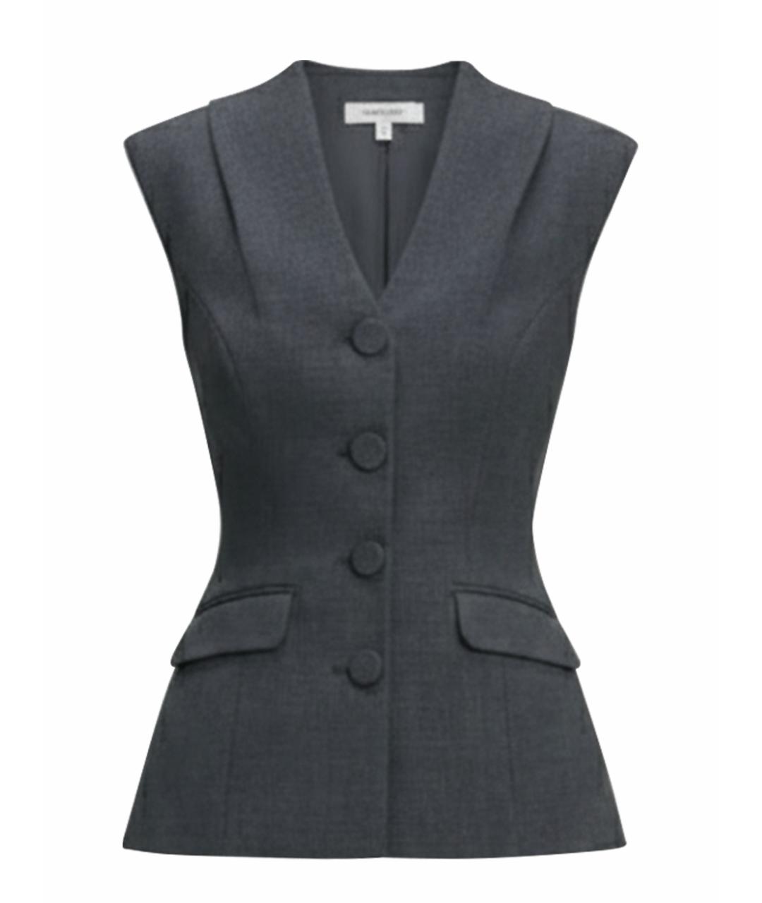 SELF-PORTRAIT Серое шерстяное коктейльное платье, фото 1