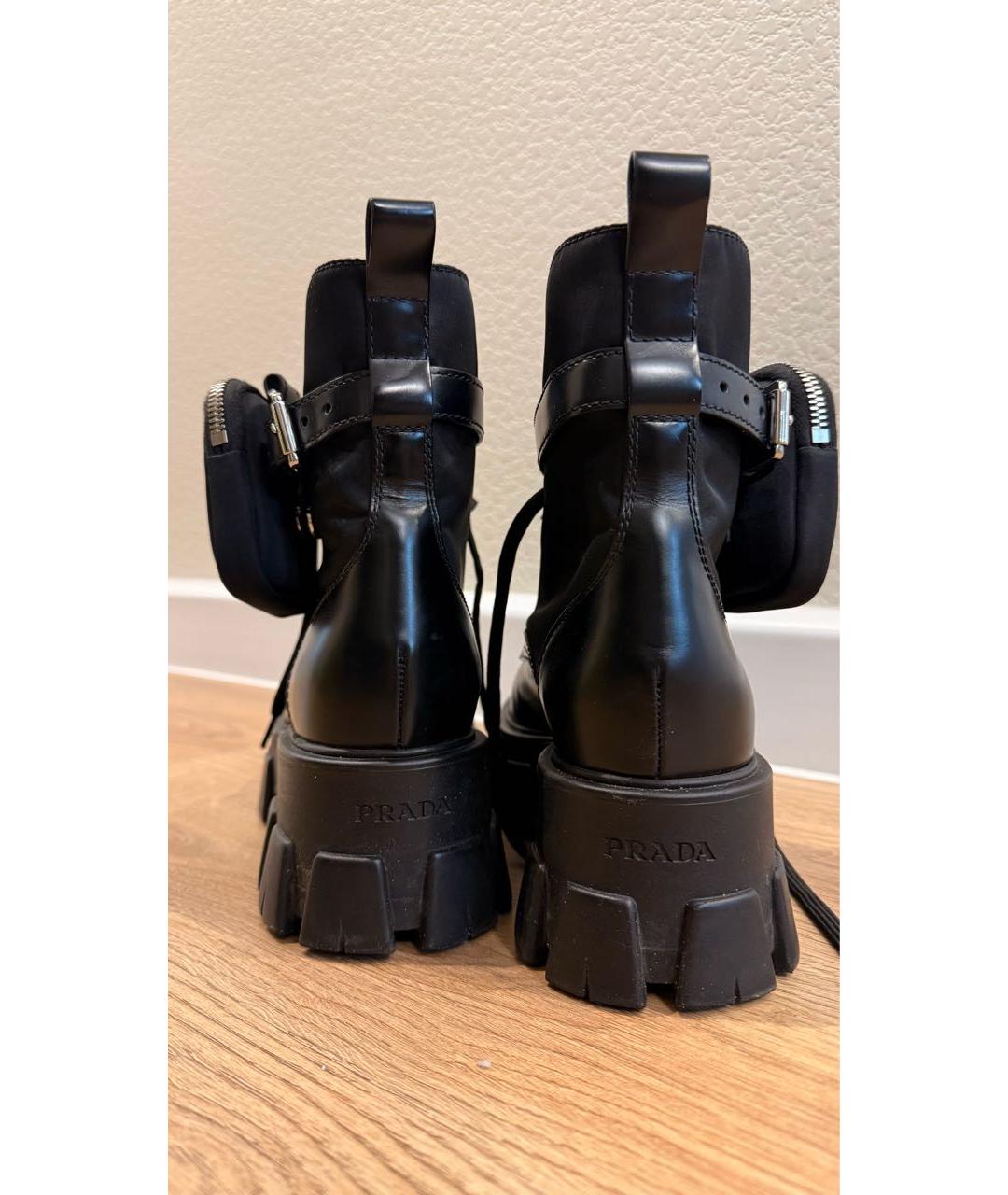 PRADA Черные кожаные ботинки, фото 4