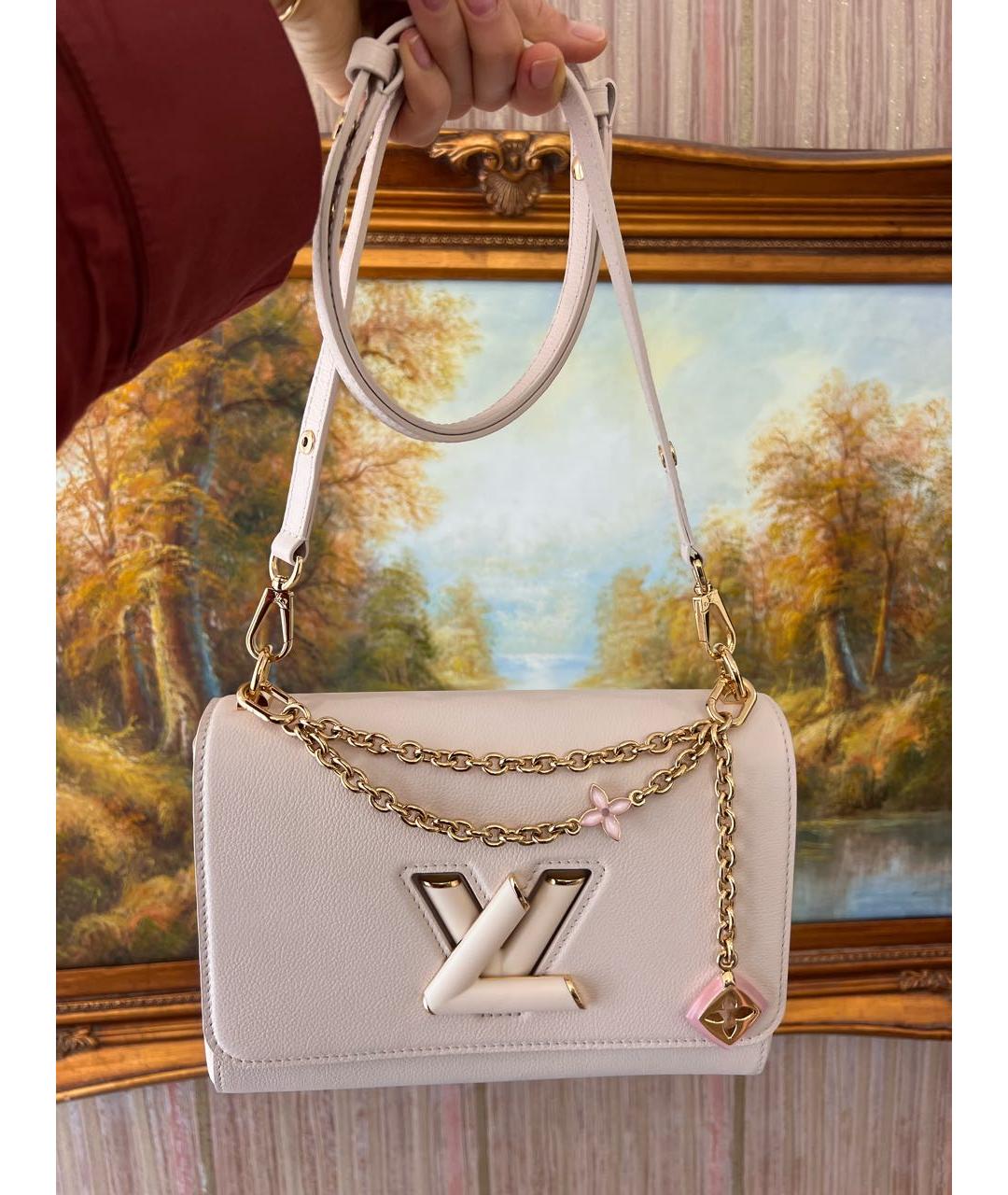 LOUIS VUITTON Бежевая кожаная сумка через плечо, фото 3