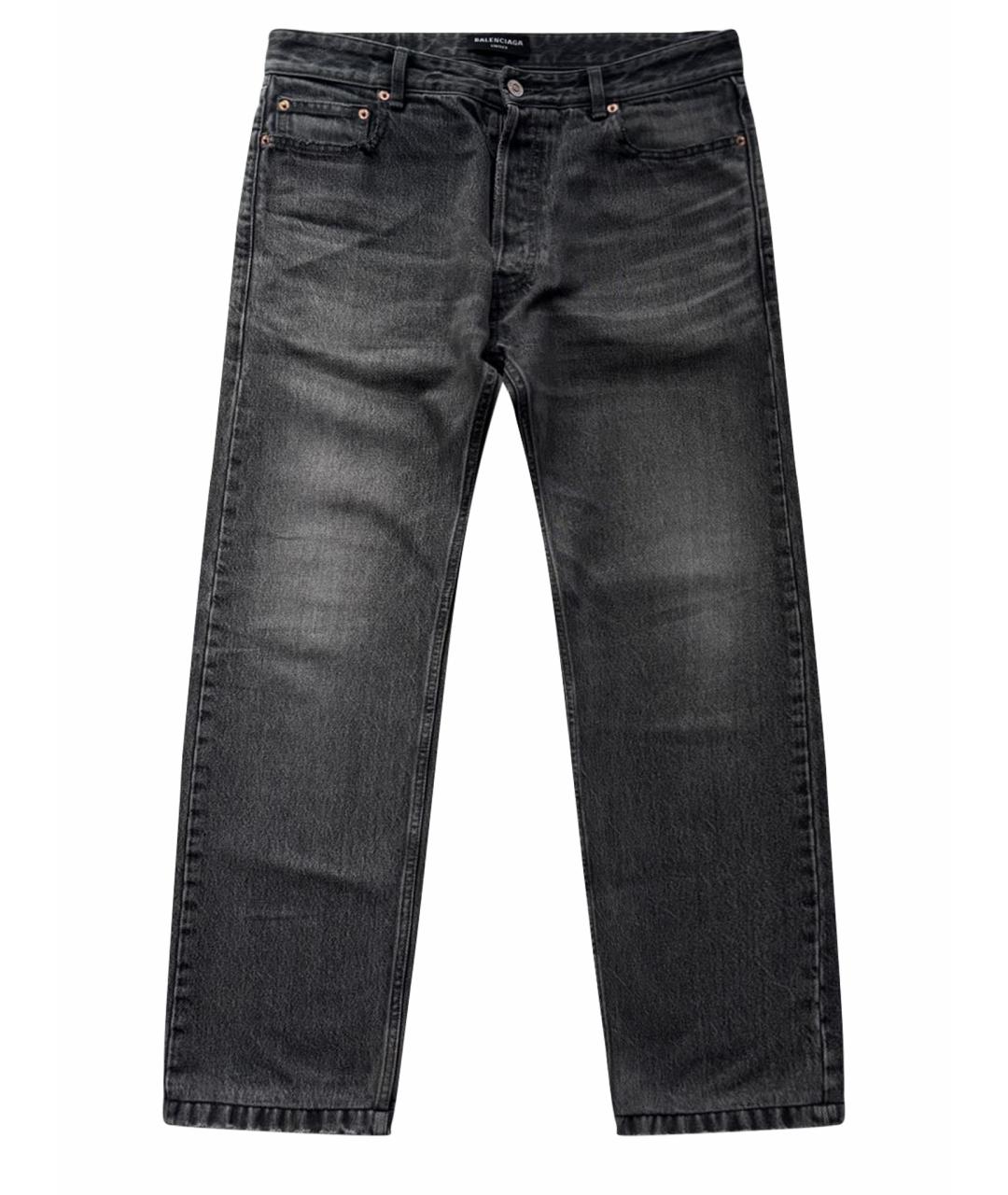 BALENCIAGA Серые хлопковые прямые джинсы, фото 1