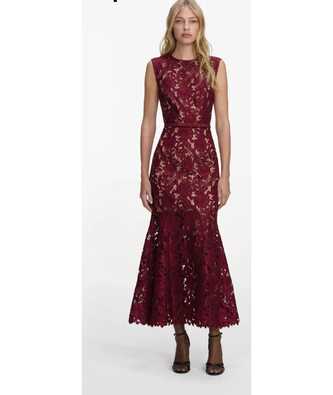 SELF-PORTRAIT Бордовое полиамидовое коктейльное платье, фото 5