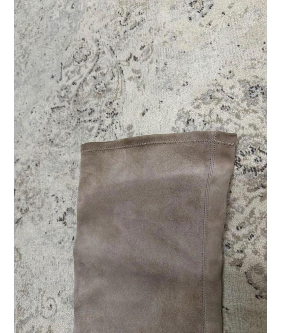 BRUNELLO CUCINELLI Бежевые замшевые ботфорты, фото 4