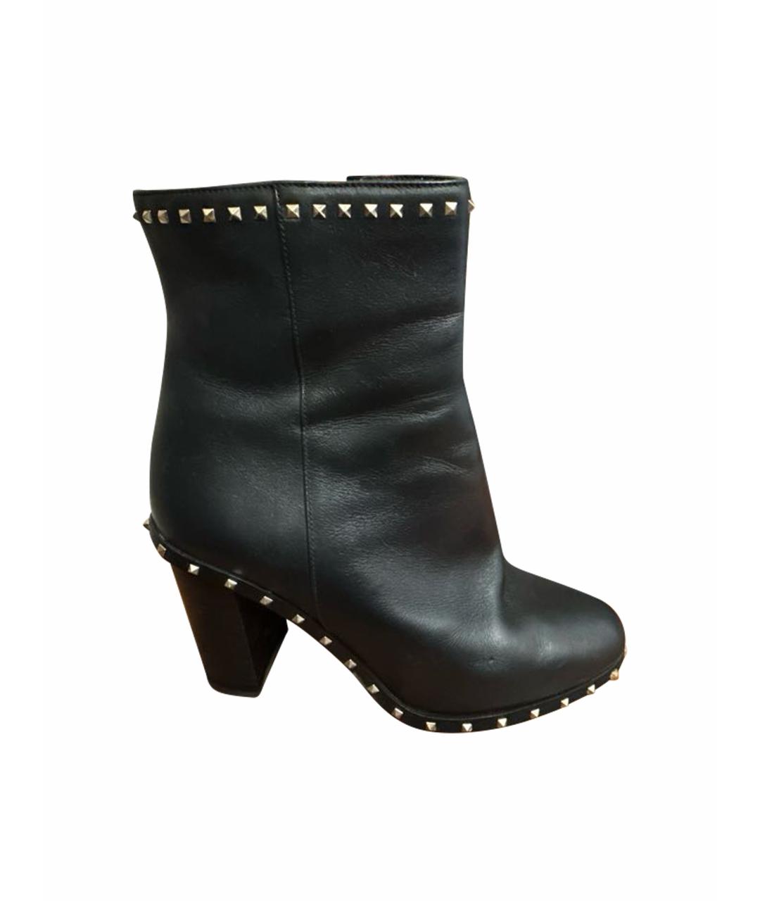 VALENTINO Черные кожаные полусапоги, фото 1