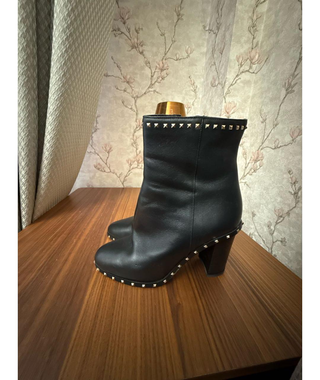 VALENTINO Черные кожаные полусапоги, фото 5