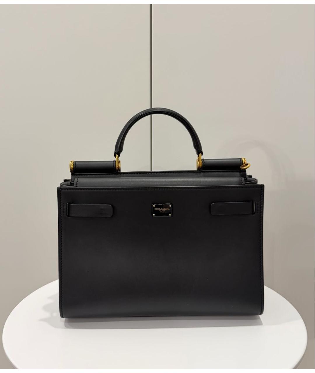 DOLCE&GABBANA Черная кожаная сумка с короткими ручками, фото 8