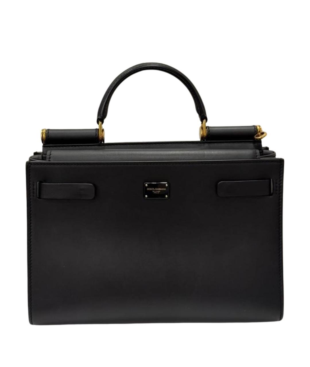 DOLCE&GABBANA Черная кожаная сумка с короткими ручками, фото 1