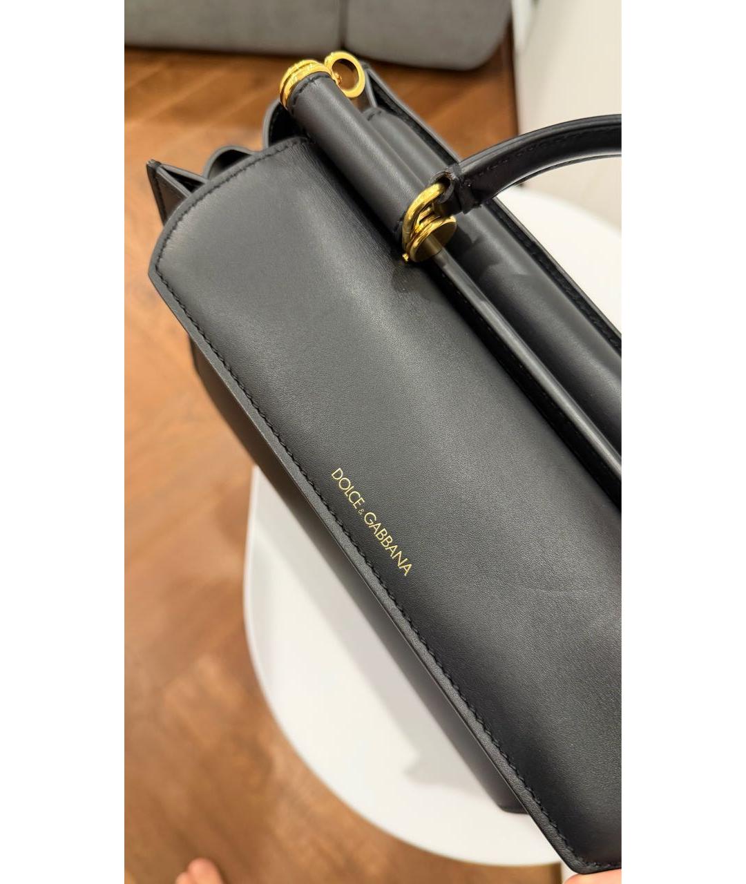 DOLCE&GABBANA Черная кожаная сумка с короткими ручками, фото 7