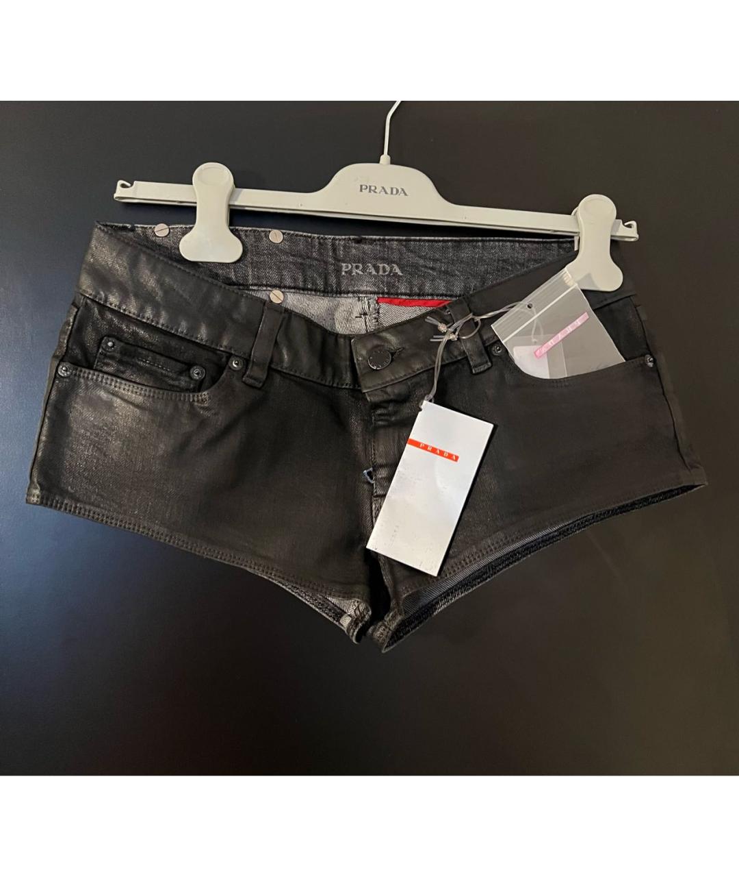 PRADA Черные деним шорты, фото 8