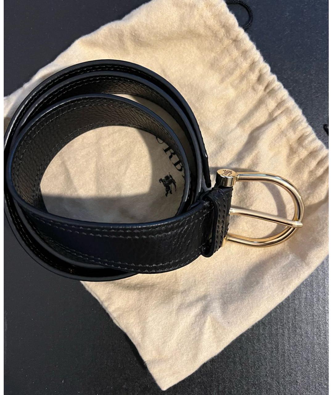 BURBERRY Черный кожаный ремень, фото 8