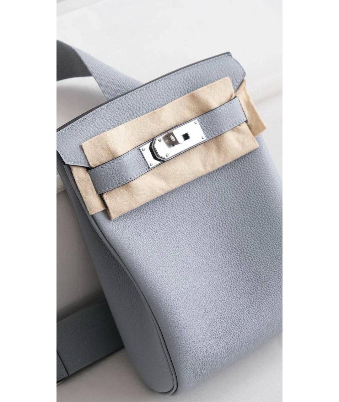HERMES Голубая кожаная сумка на плечо, фото 2