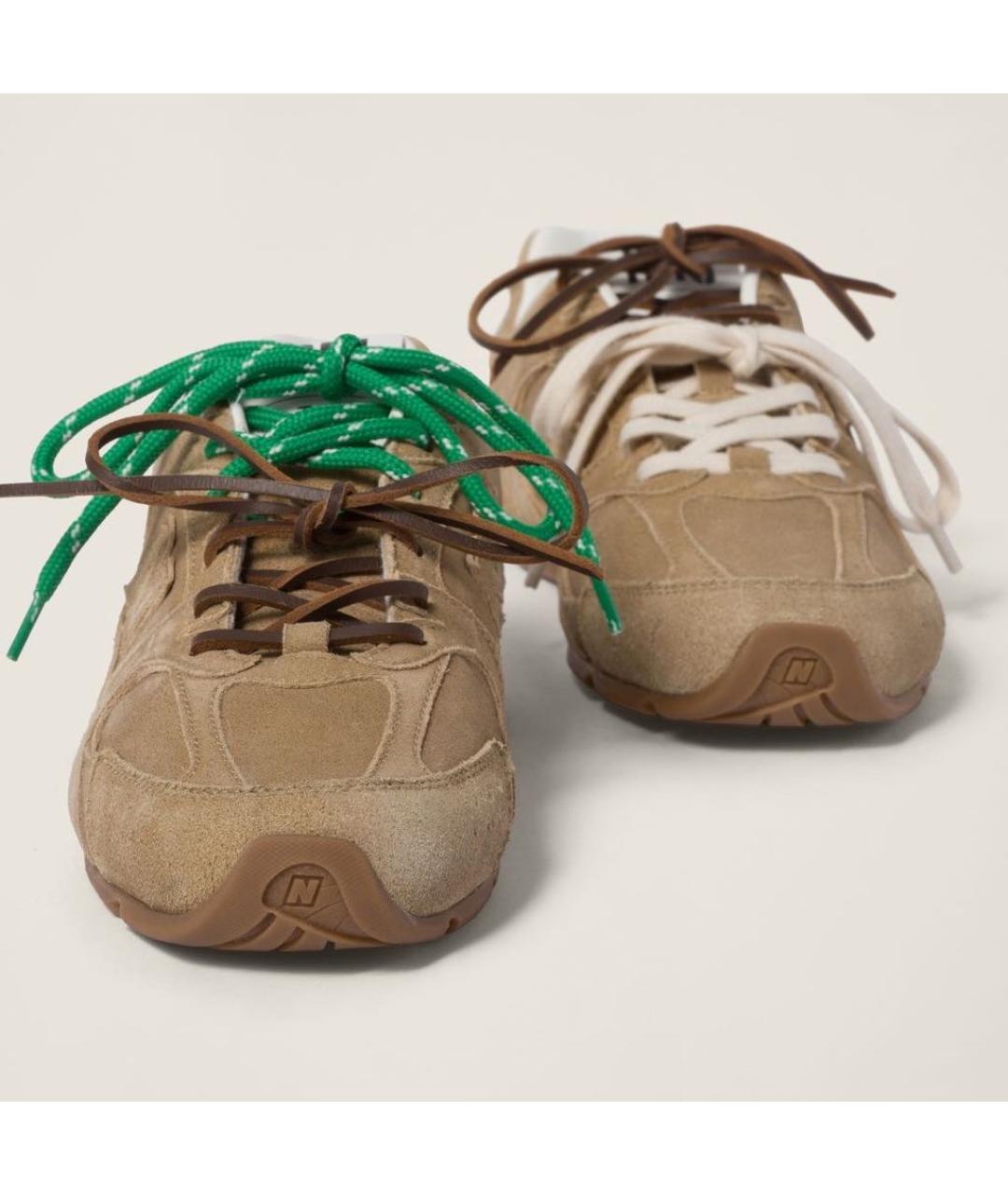 MIU MIU Бежевые замшевые кроссовки, фото 2