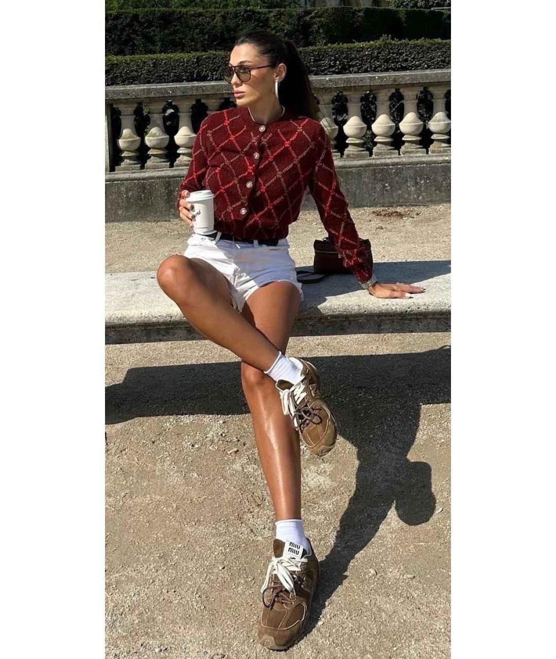 MIU MIU Бежевые замшевые кроссовки, фото 7