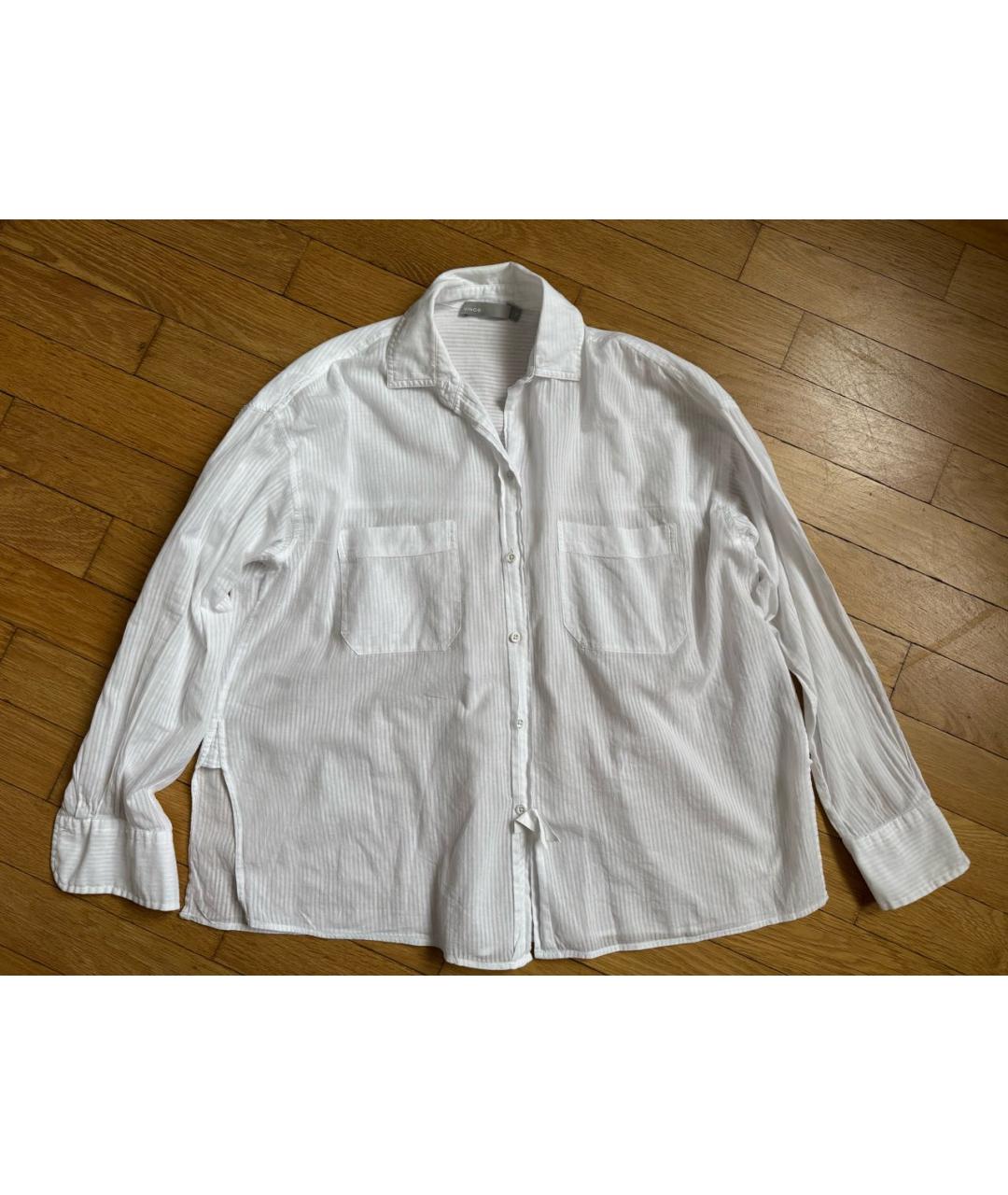 VINCE Белая хлопковая рубашка, фото 6