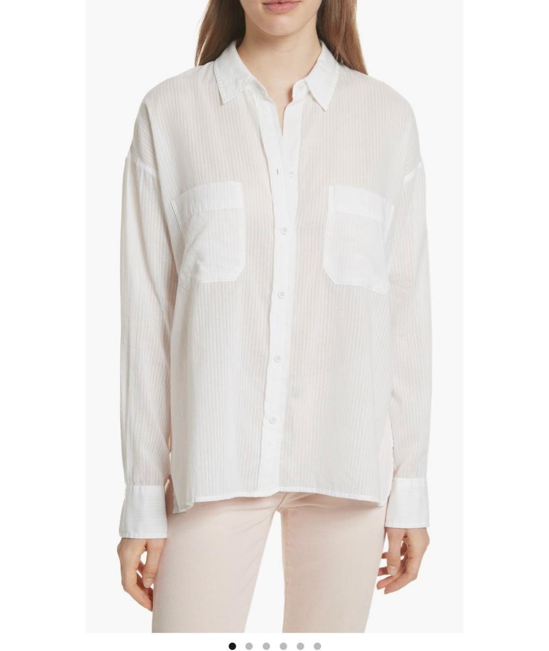 VINCE Белая хлопковая рубашка, фото 2