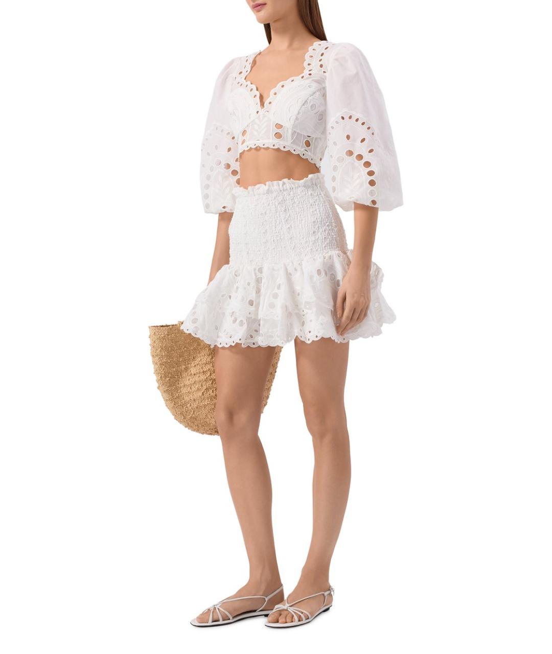 CHARO RUIZ Белая хлопковая юбка мини, фото 2