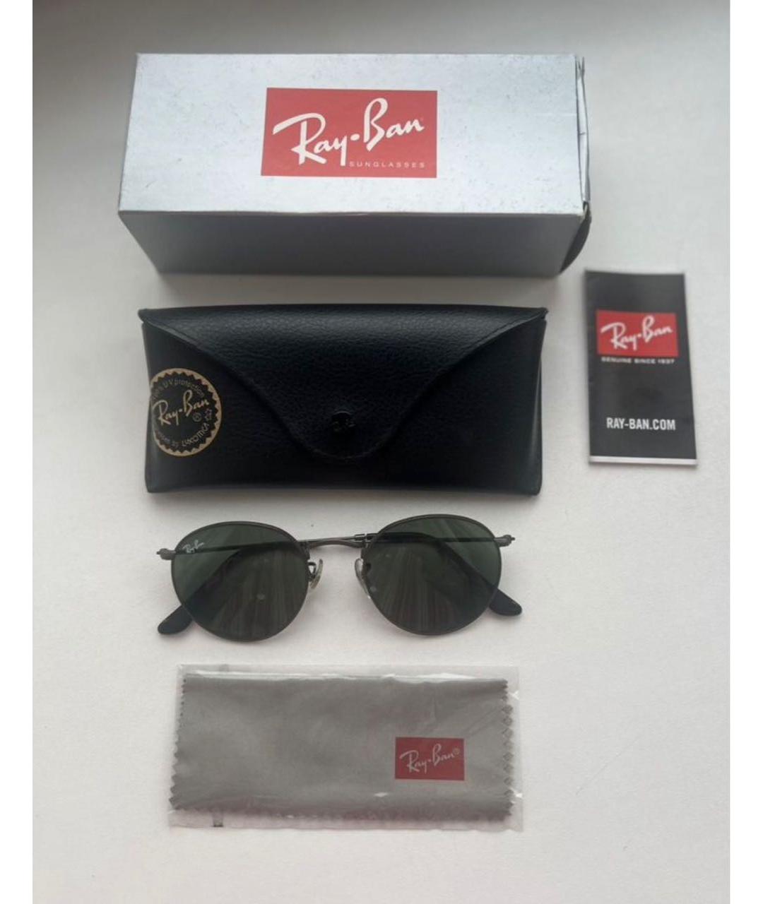 RAY BAN Черные металлические солнцезащитные очки, фото 4