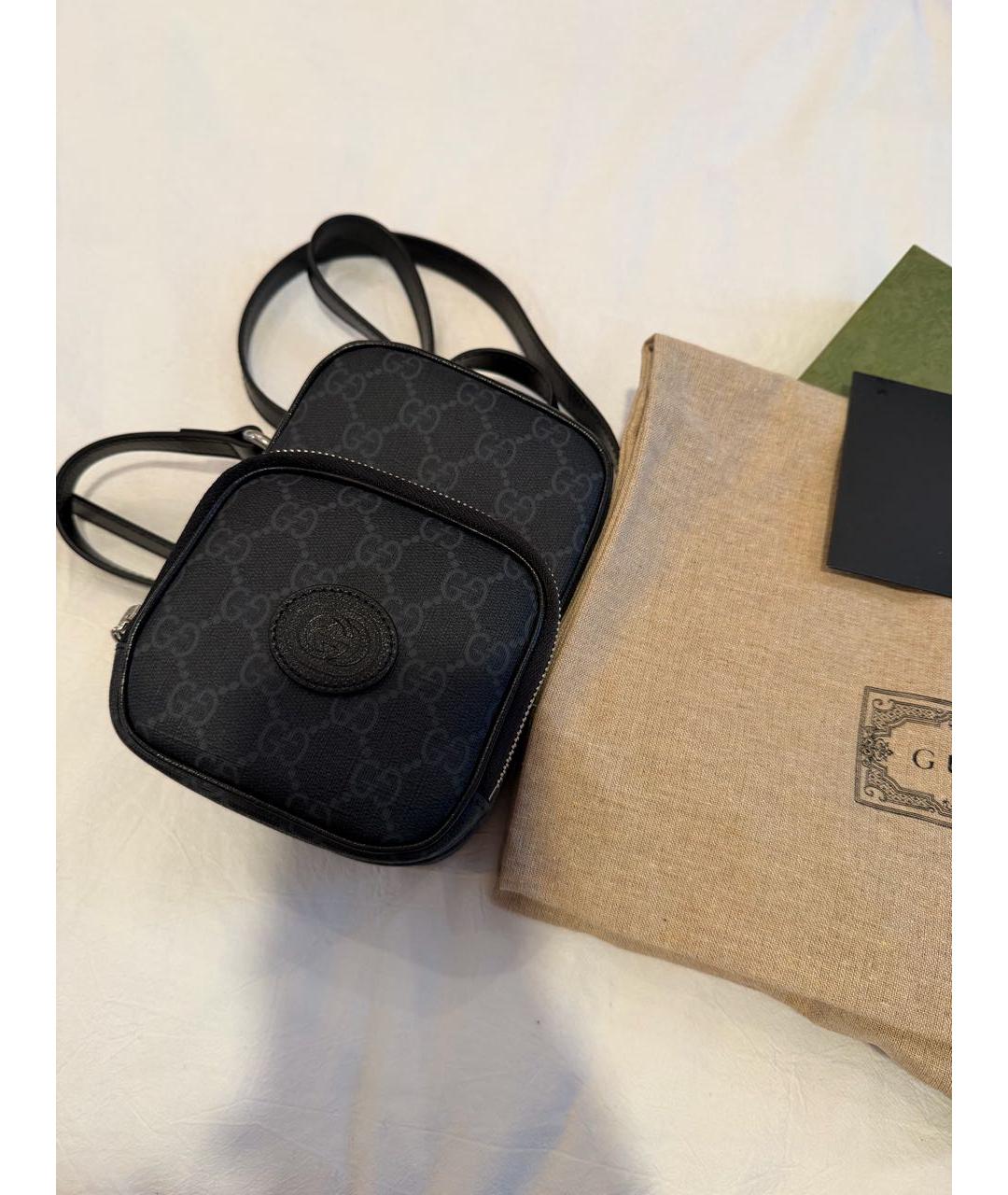 GUCCI Антрацитовая барсетка из искусственной кожи, фото 2