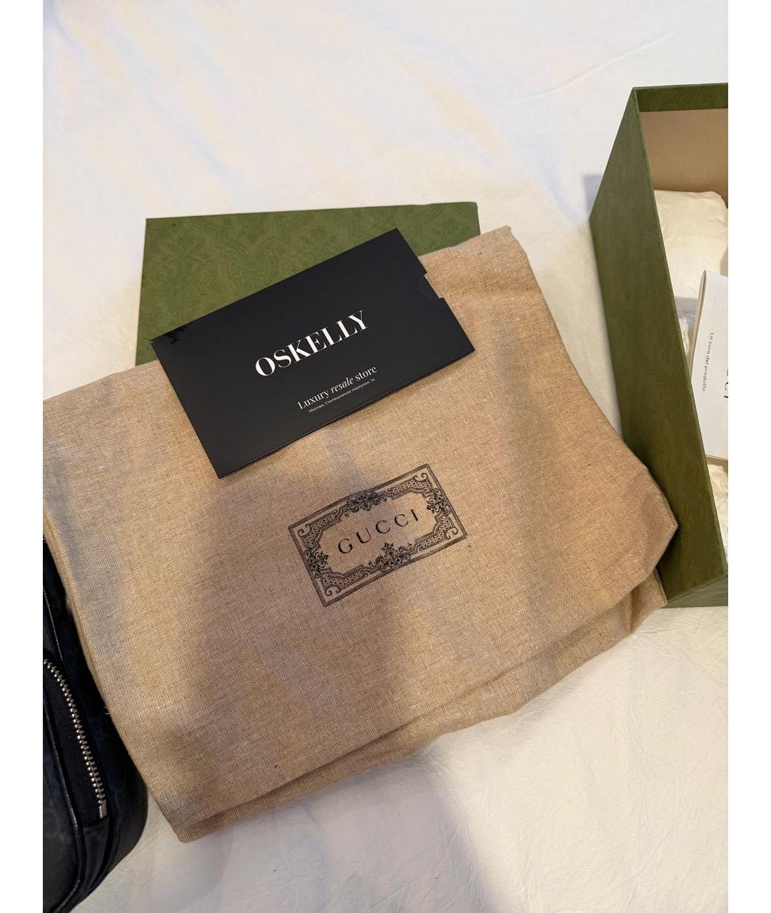 GUCCI Антрацитовая барсетка из искусственной кожи, фото 3