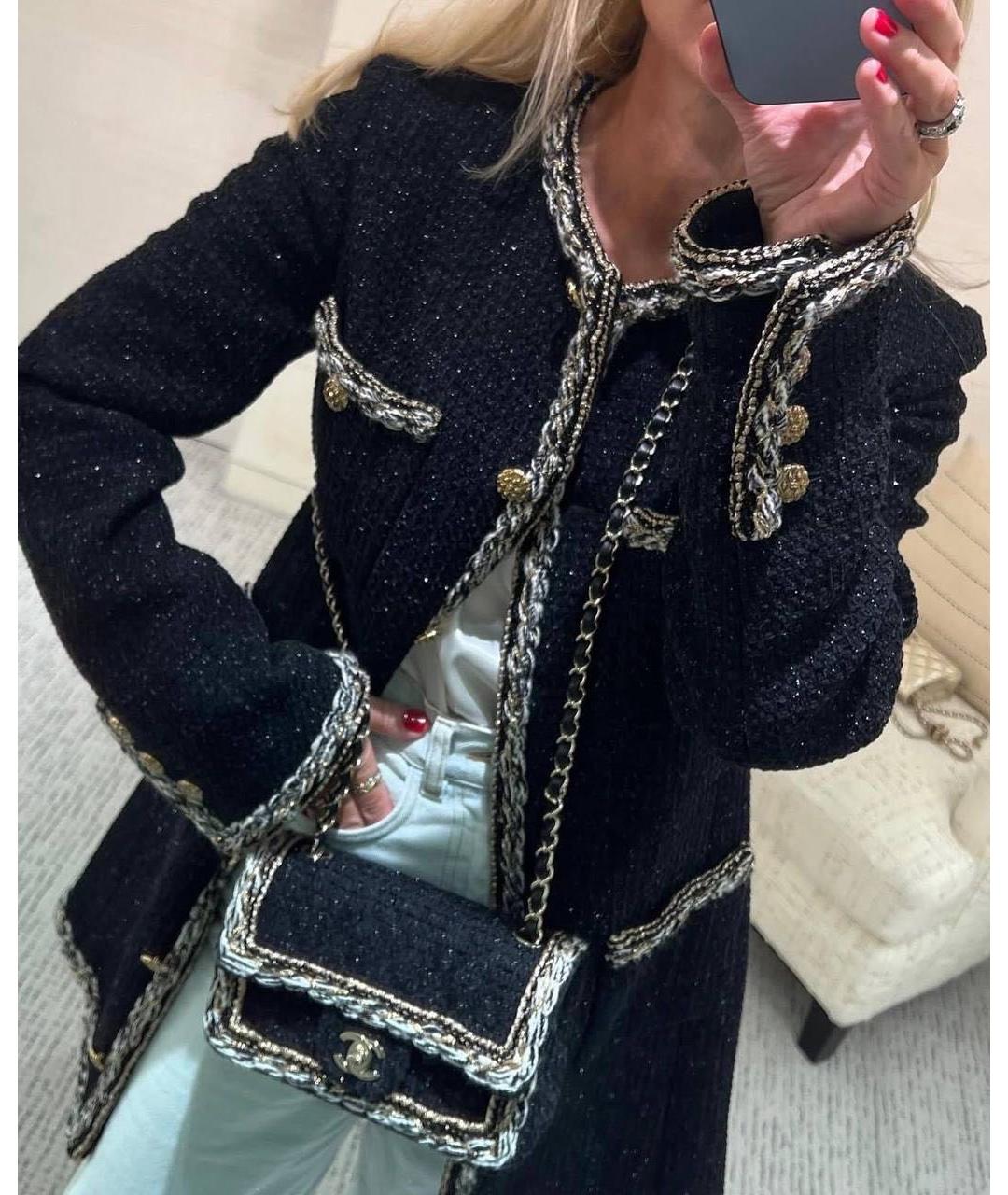 CHANEL Черное твидовое повседневное платье, фото 4