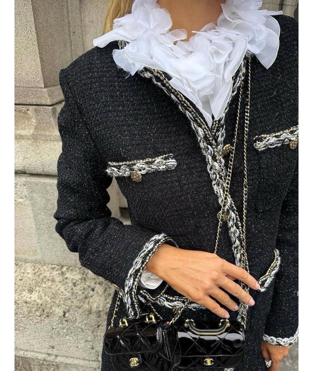 CHANEL Черное твидовое повседневное платье, фото 6