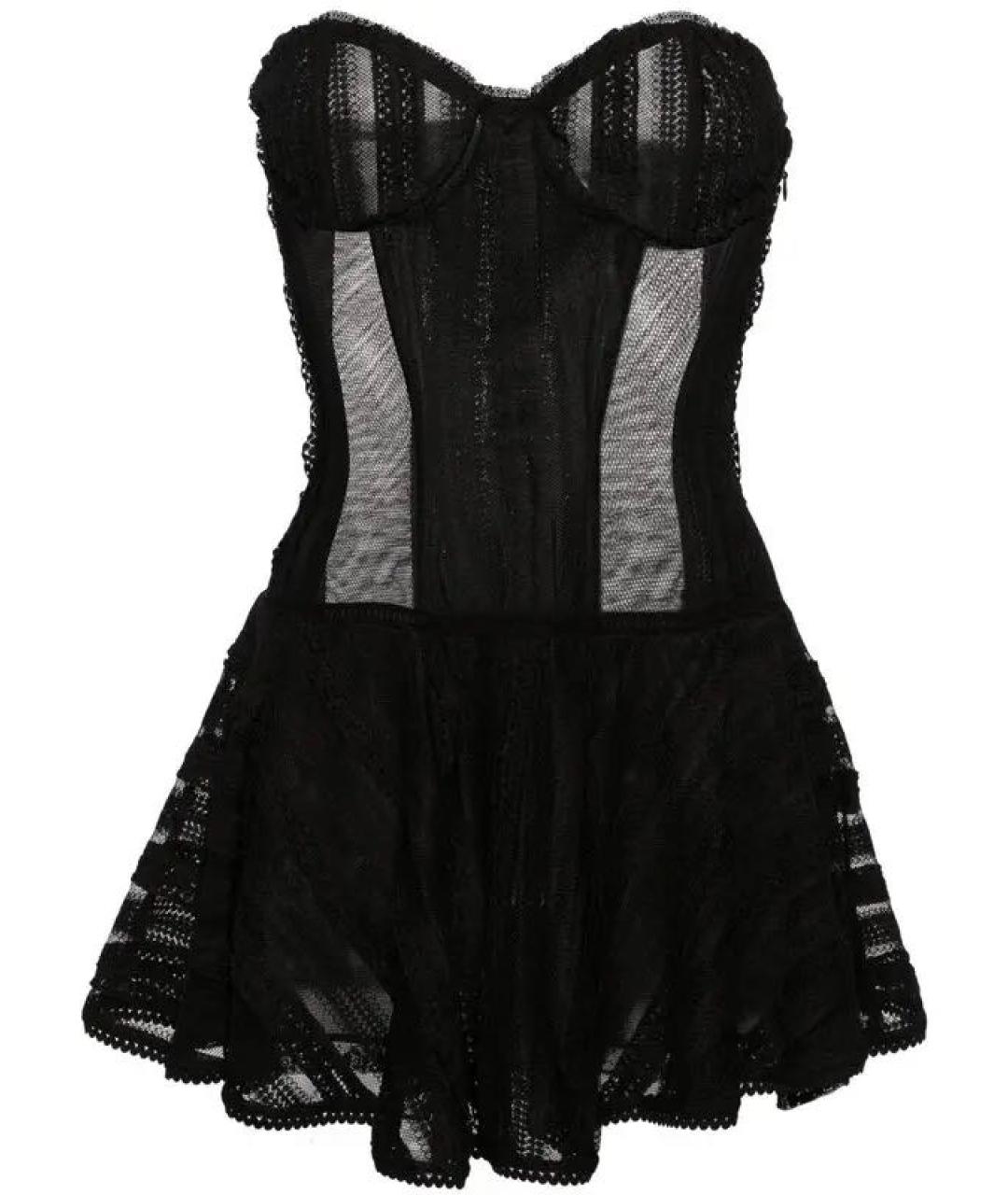 CHARO RUIZ Черное кружевное коктейльное платье, фото 6