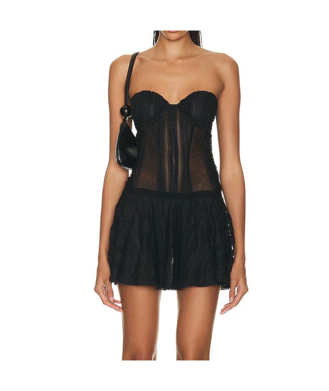 CHARO RUIZ Черное кружевное коктейльное платье, фото 3