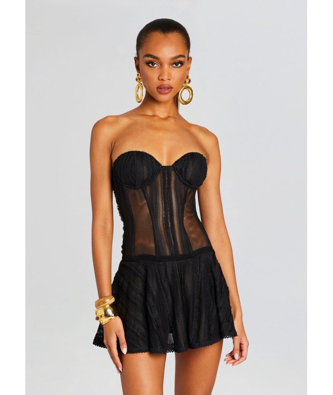 CHARO RUIZ Черное кружевное коктейльное платье, фото 5