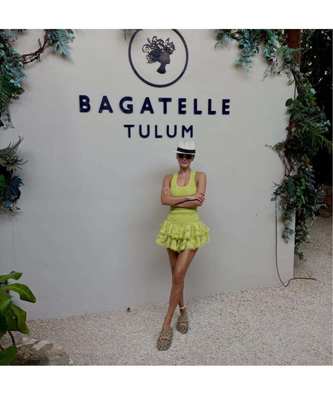 CHARO RUIZ Салатовыое хлопковое коктейльное платье, фото 4