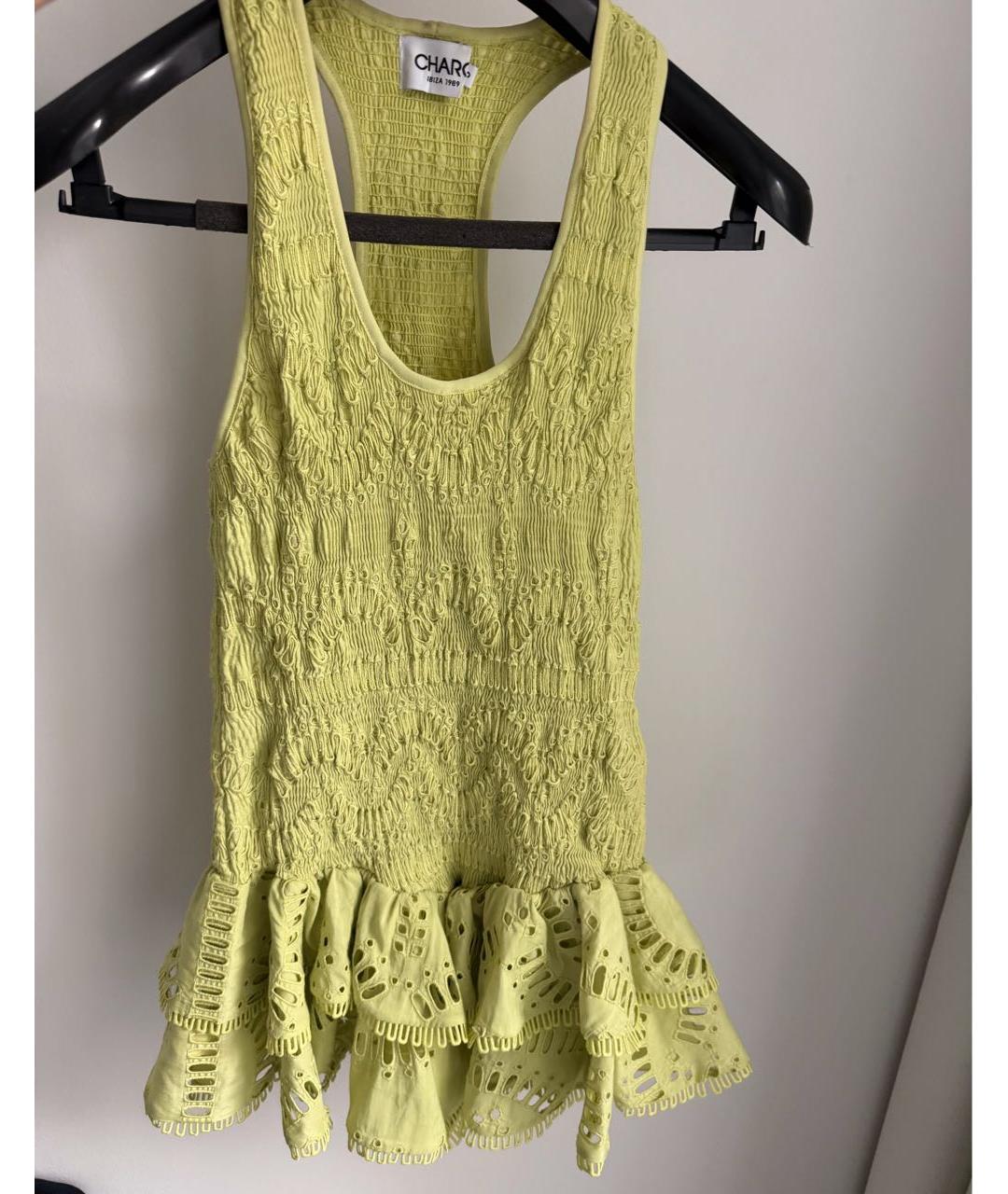 CHARO RUIZ Салатовыое хлопковое коктейльное платье, фото 5