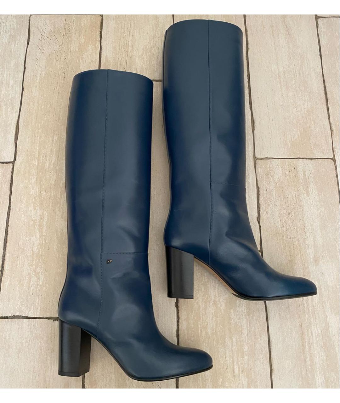 DSQUARED2 Темно-синие кожаные сапоги, фото 9