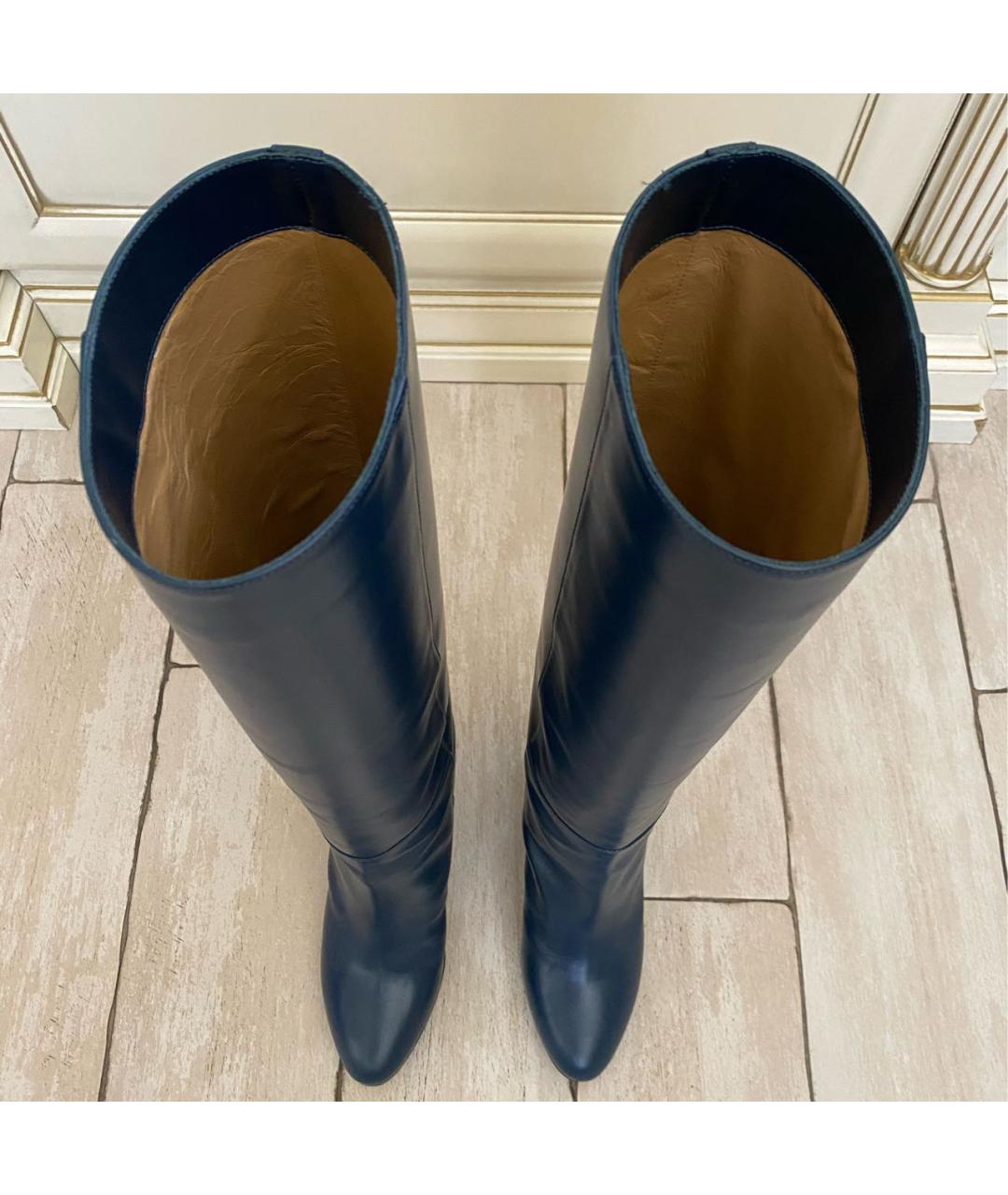 DSQUARED2 Темно-синие кожаные сапоги, фото 7
