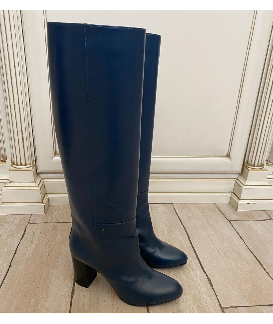 DSQUARED2 Темно-синие кожаные сапоги, фото 6