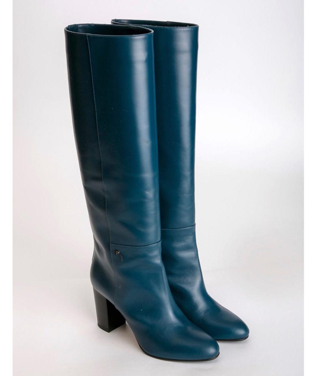 DSQUARED2 Темно-синие кожаные сапоги, фото 2