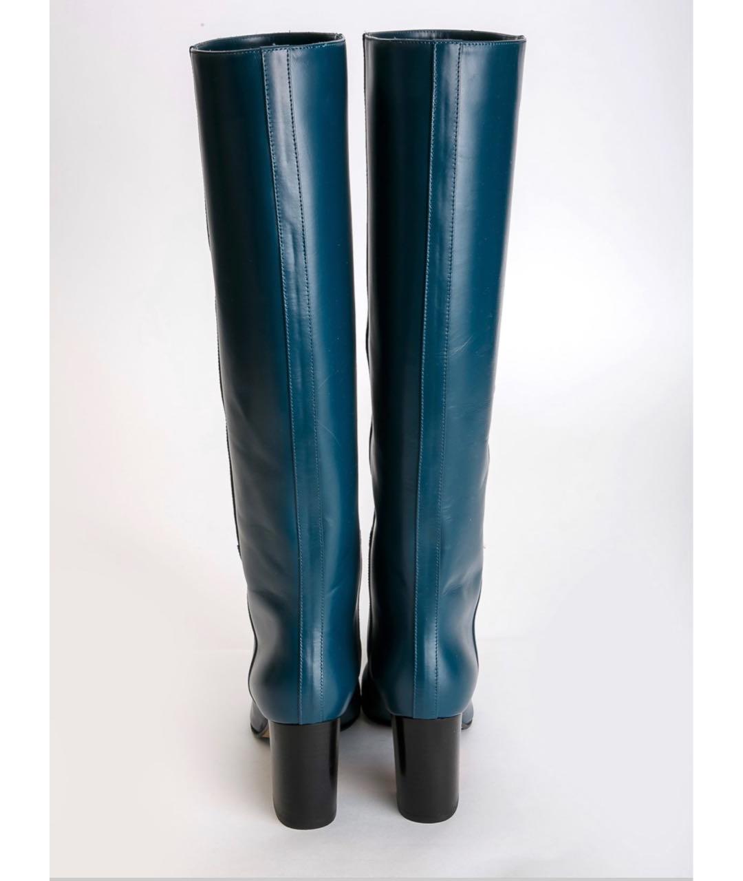 DSQUARED2 Темно-синие кожаные сапоги, фото 4